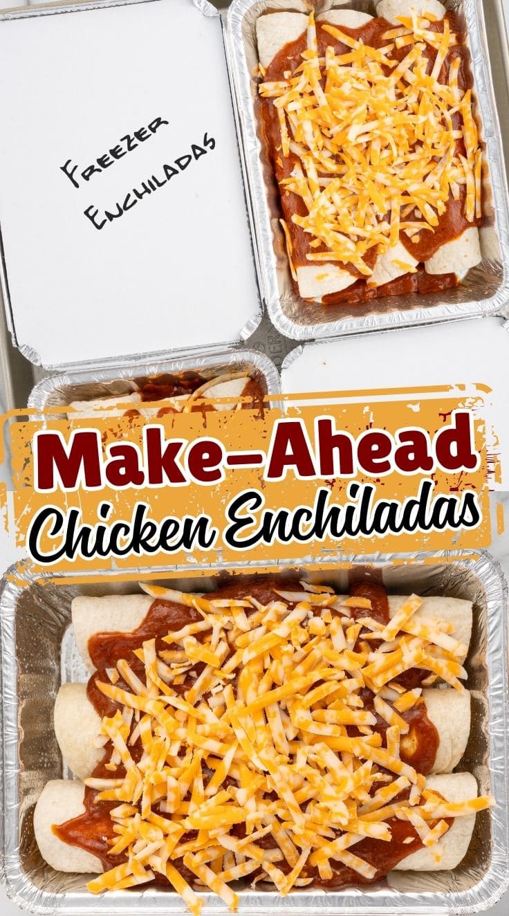 Freezer Enchiladas in a foil container.