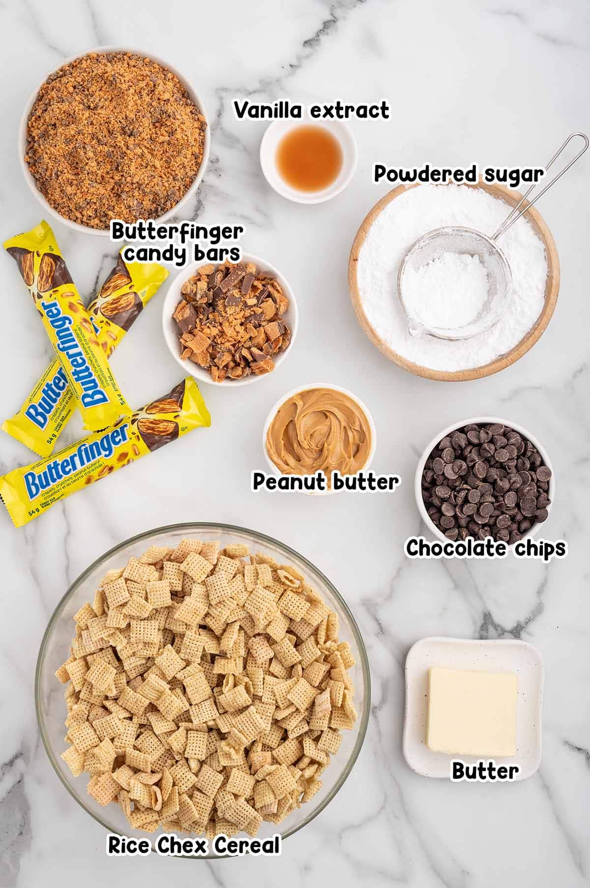 Butterfinger Puppy Chow ingredients.