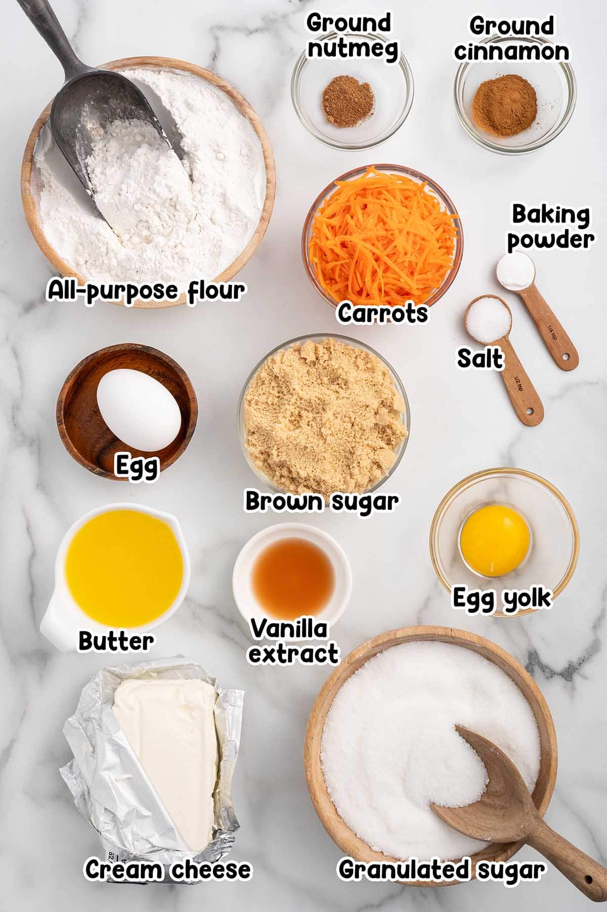 Carrot Cake Bars ingredients.