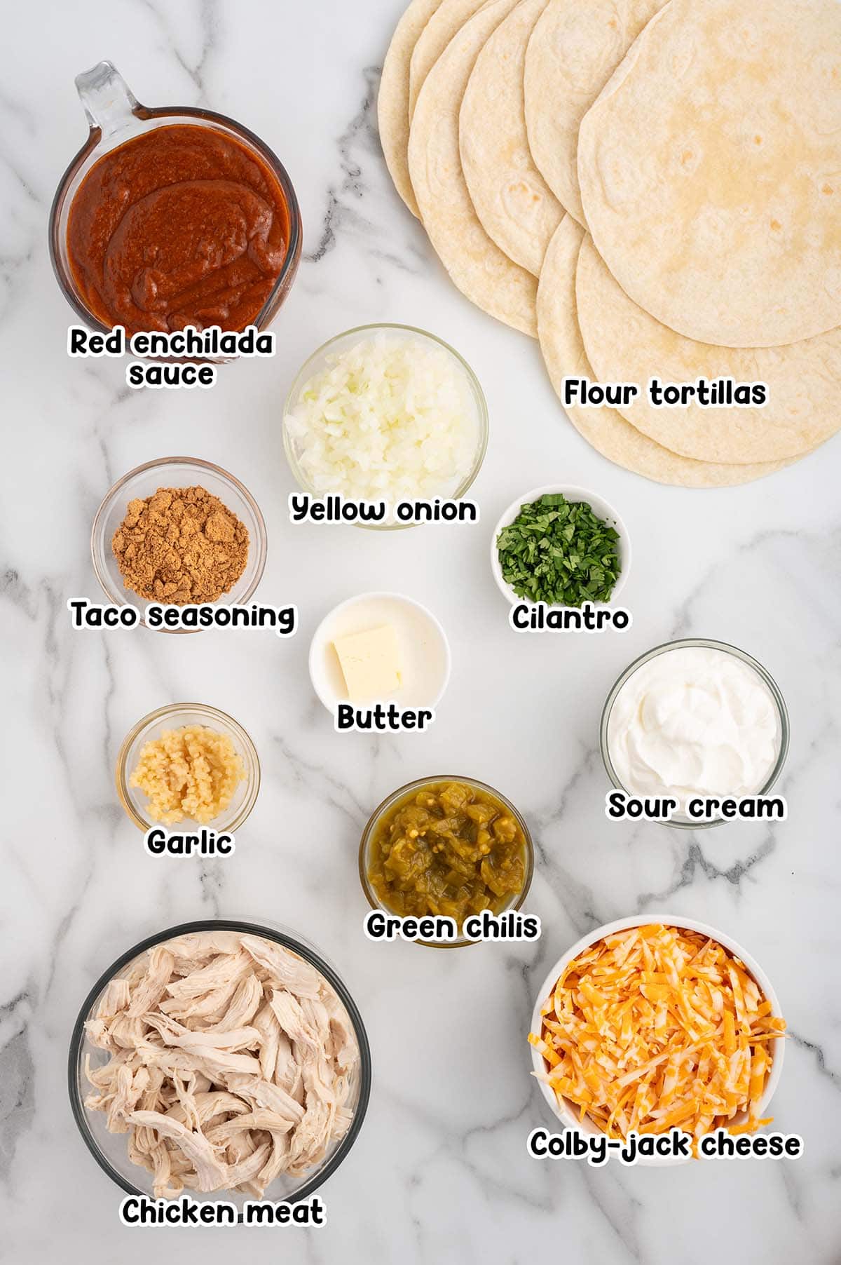 Freezer Enchiladas ingredients.