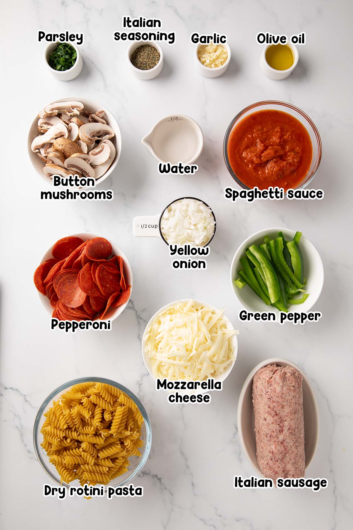 Crock Pot Pizza ingredients.