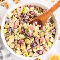 waldorf salad in a bowl.