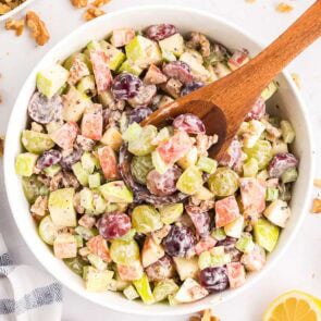 waldorf salad in a bowl.