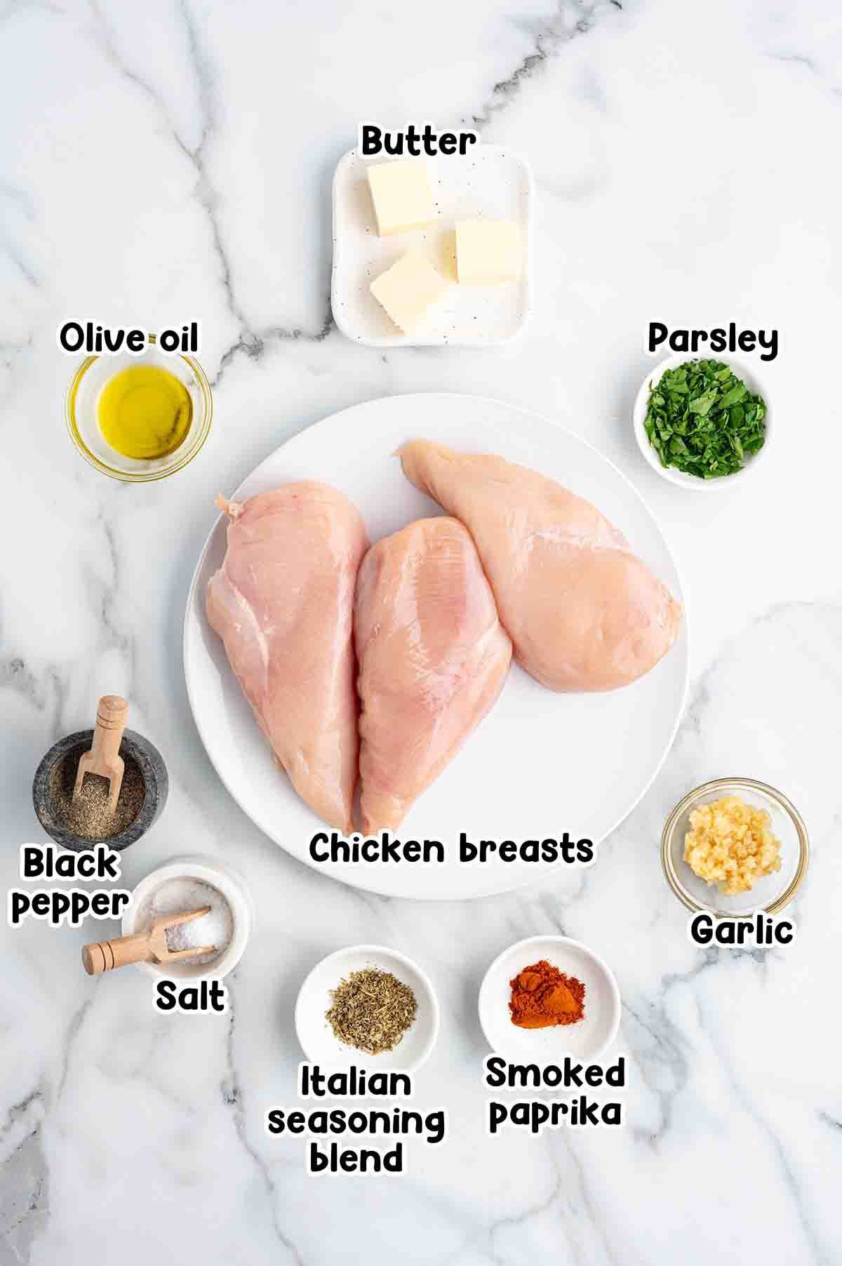 Garlic Butter Chicken Bites ingredients.