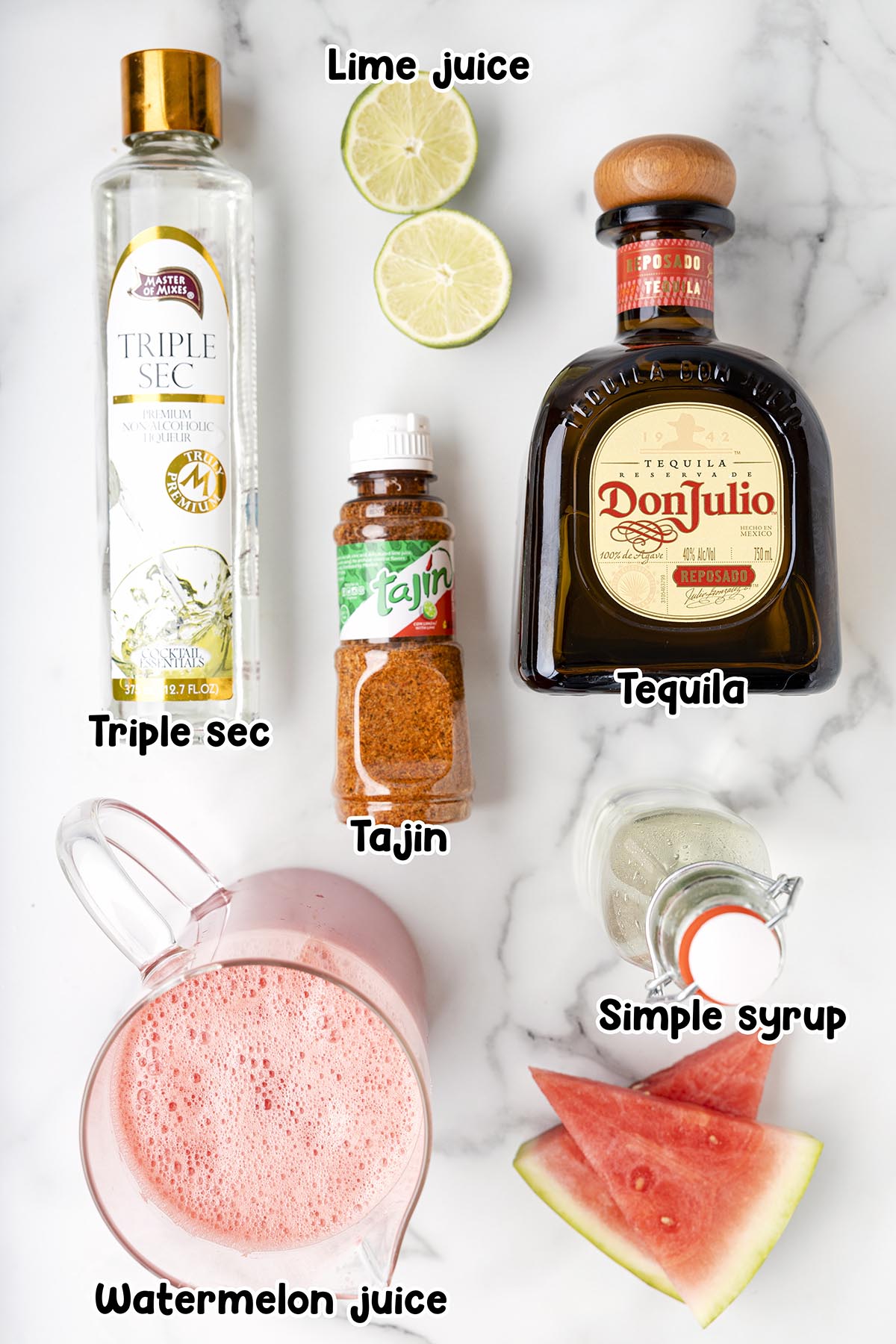 Watermelon Margarita ingredients.