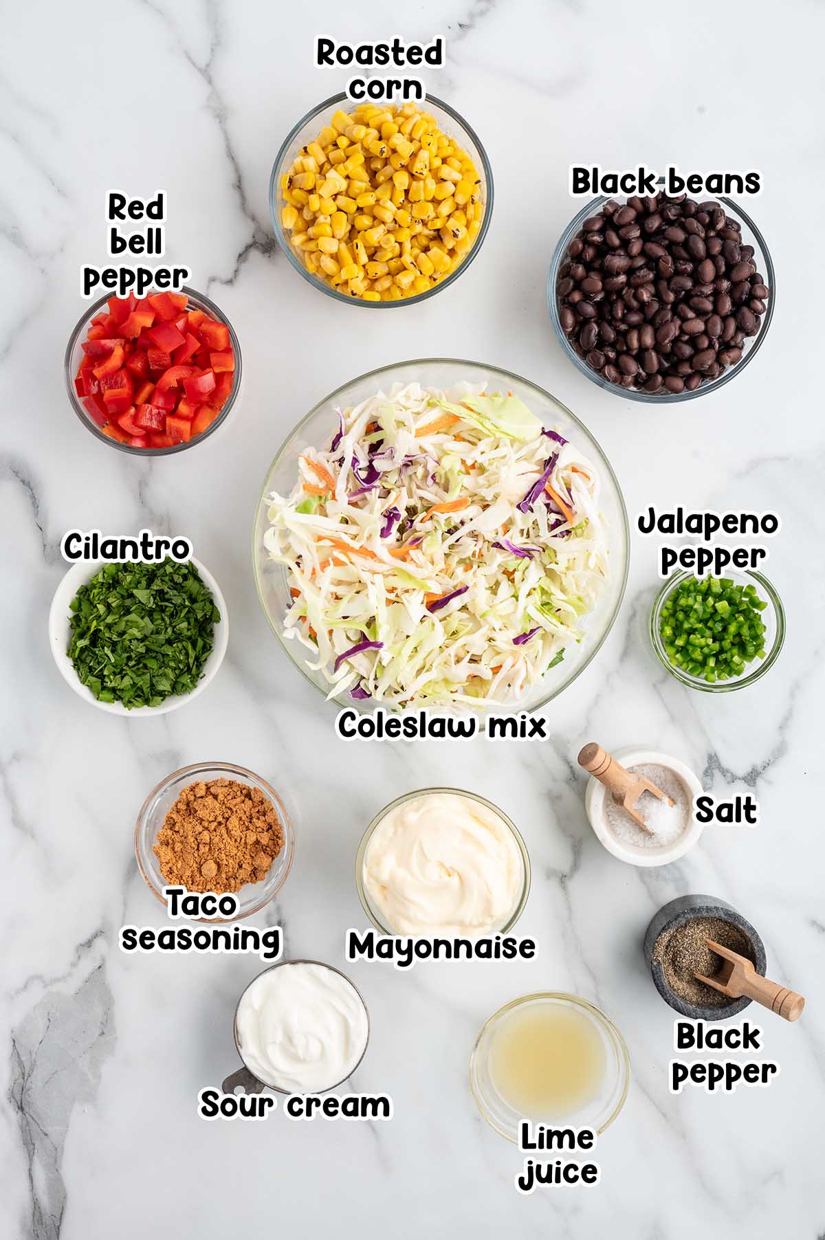 Mexican Coleslaw ingredients.