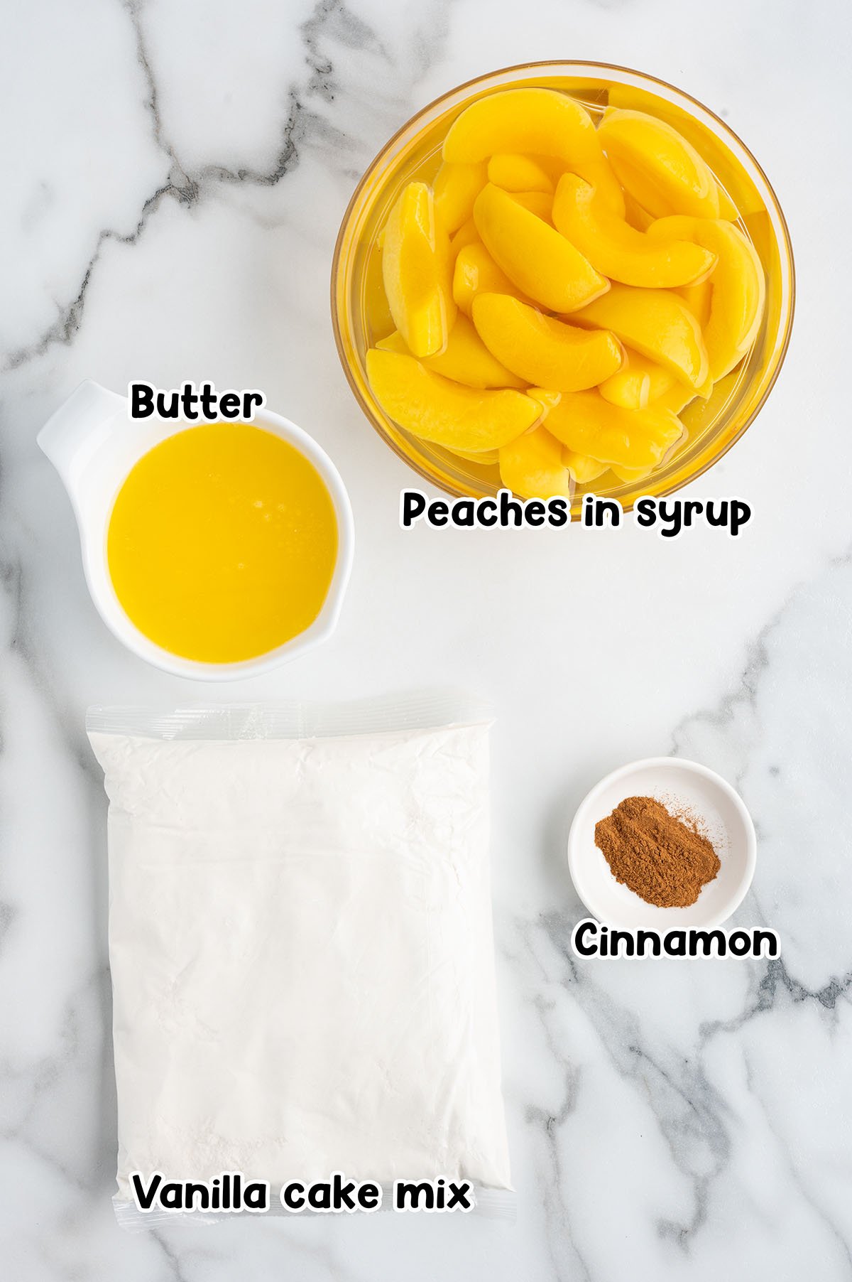 peach dump cake ingredients.