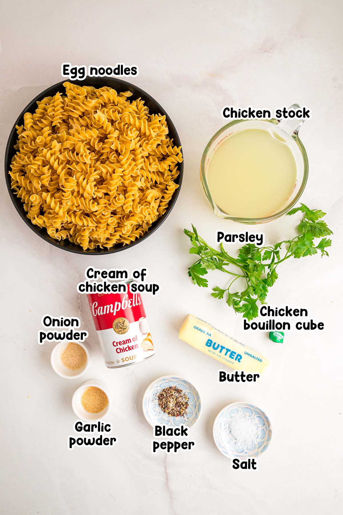 Cafeteria Noodles ingredients.