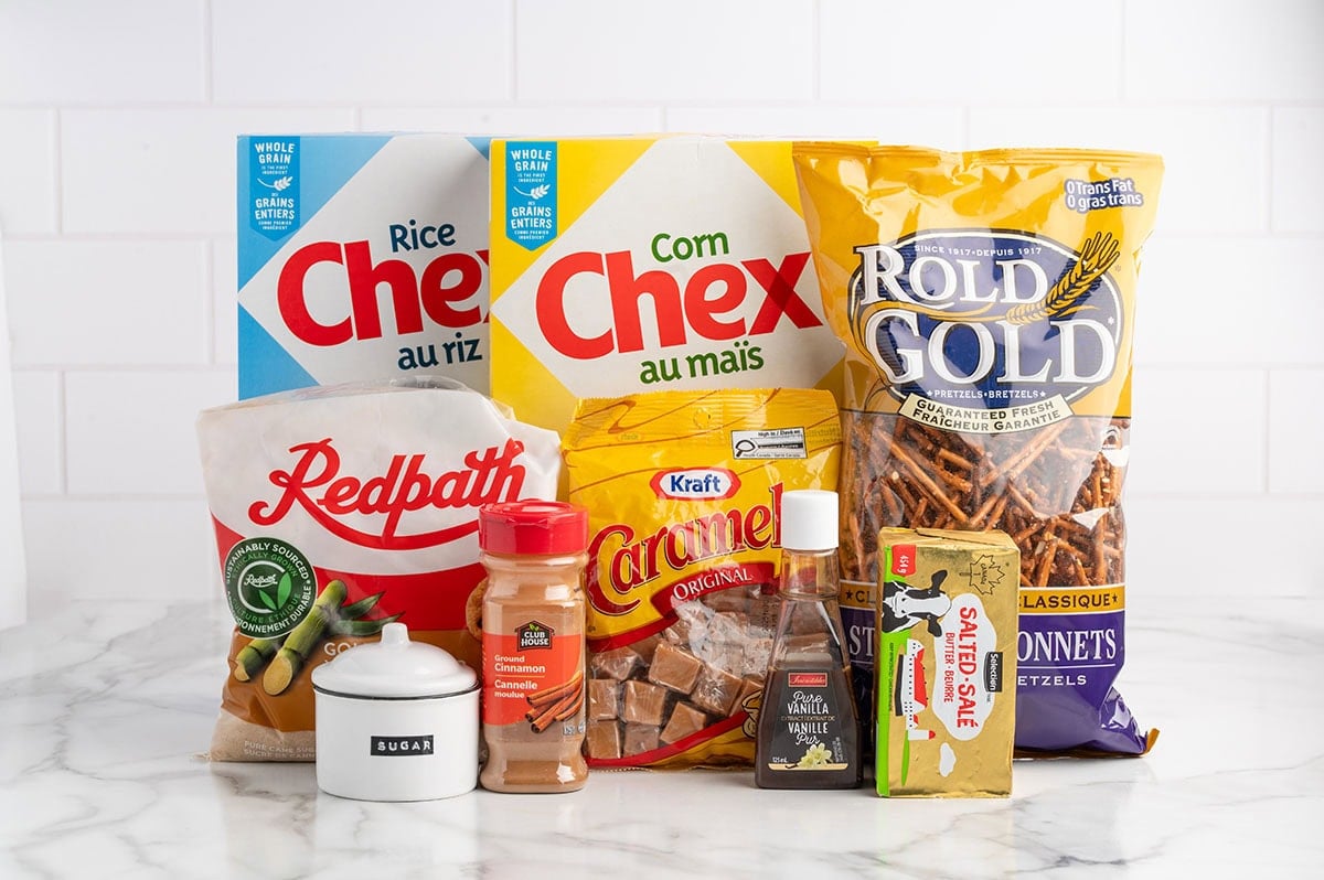 Churro Chex Mix ingredients.