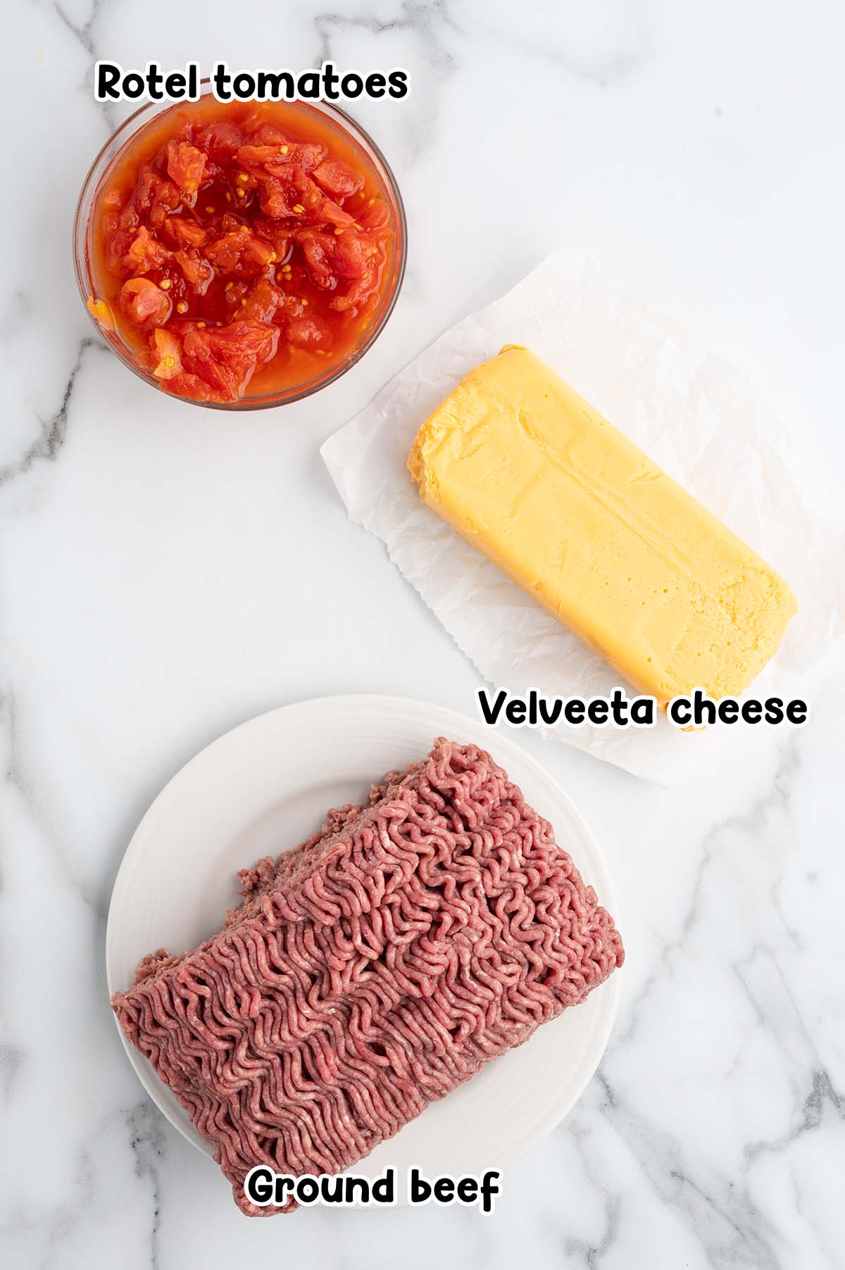 Rotel Dip ingredients.