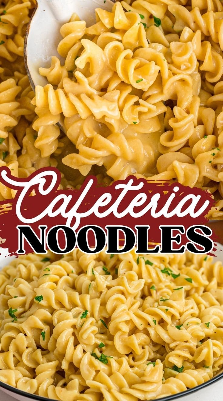 Close up of creamy Cafeteria Noodles