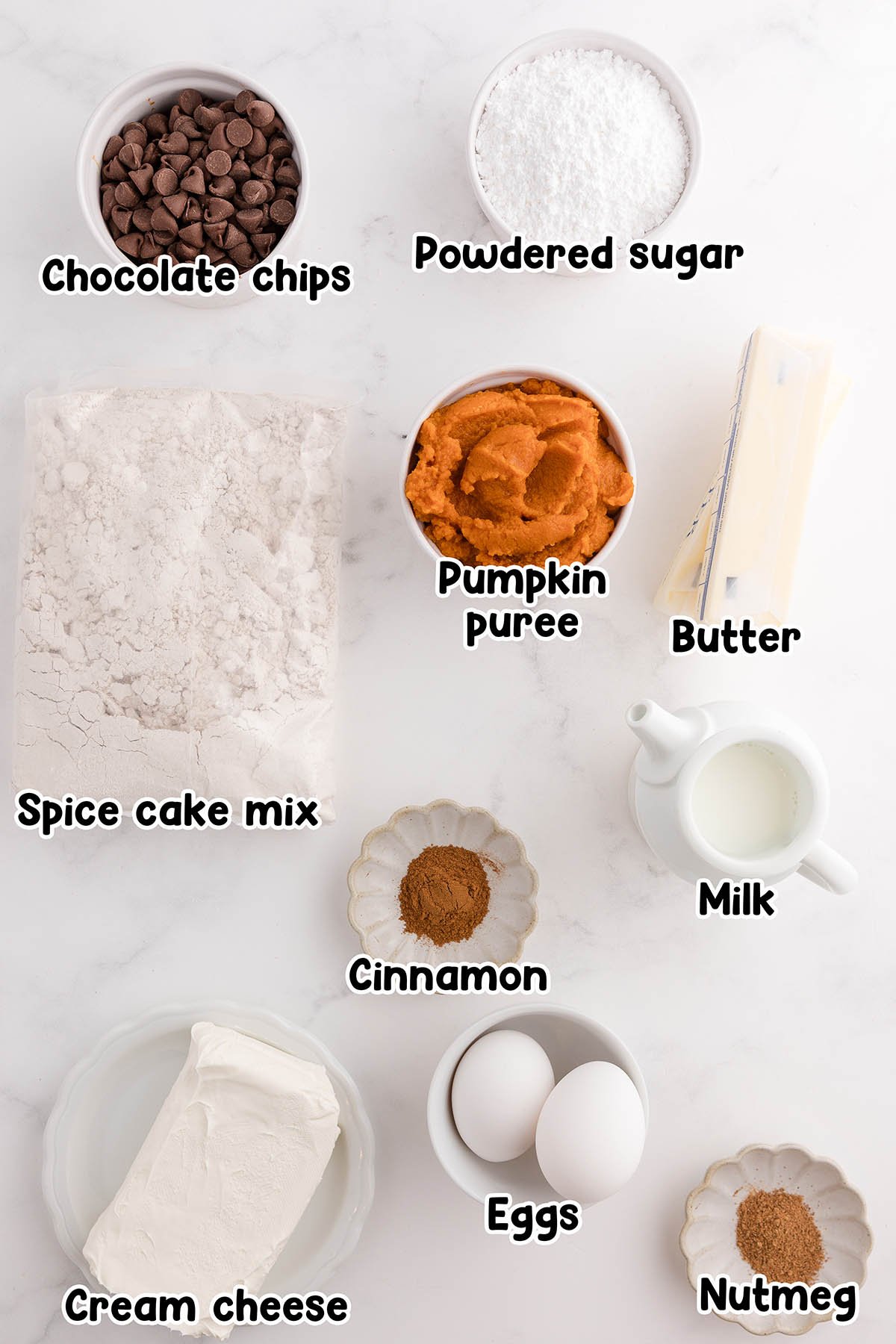 Pumpkin Earthquake Cake ingredients.