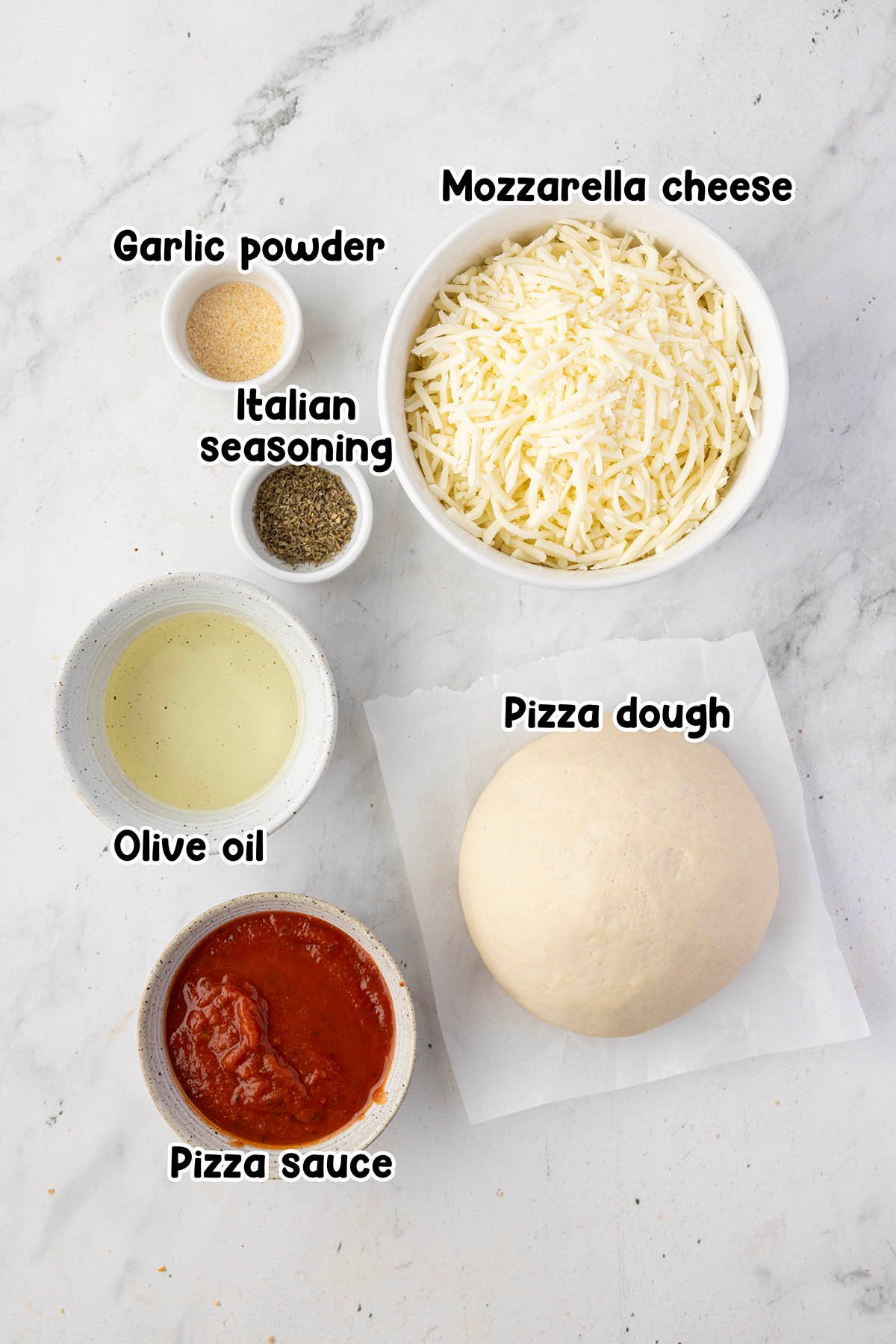 Sheet Pan Pizza ingredients.