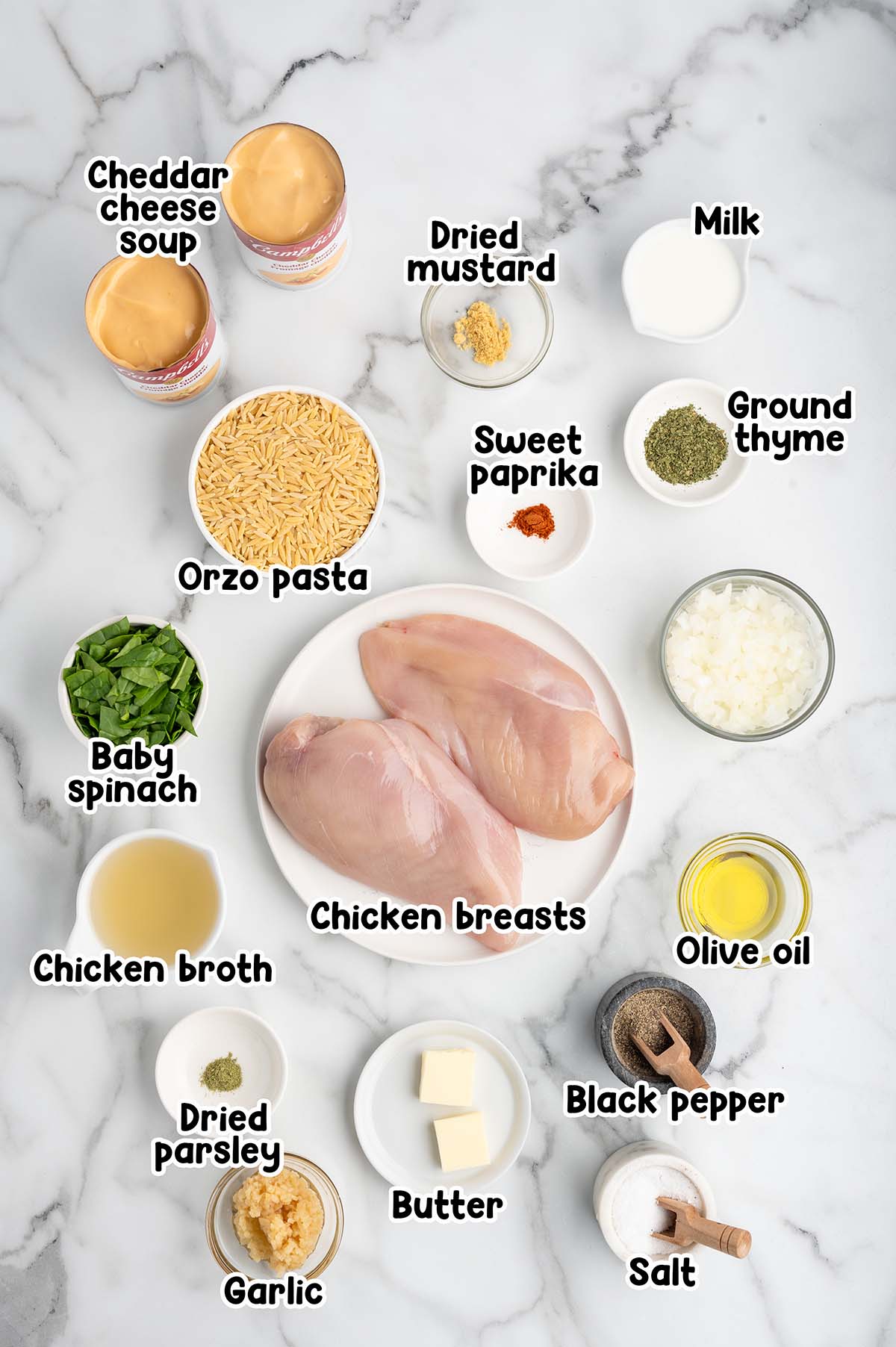 Chicken Orzo ingredients.