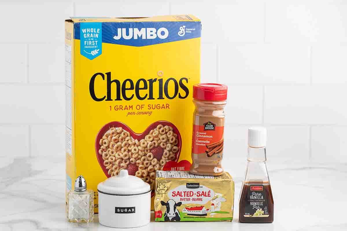 Mini Donut Hot Buttered Cheerios ingredients.