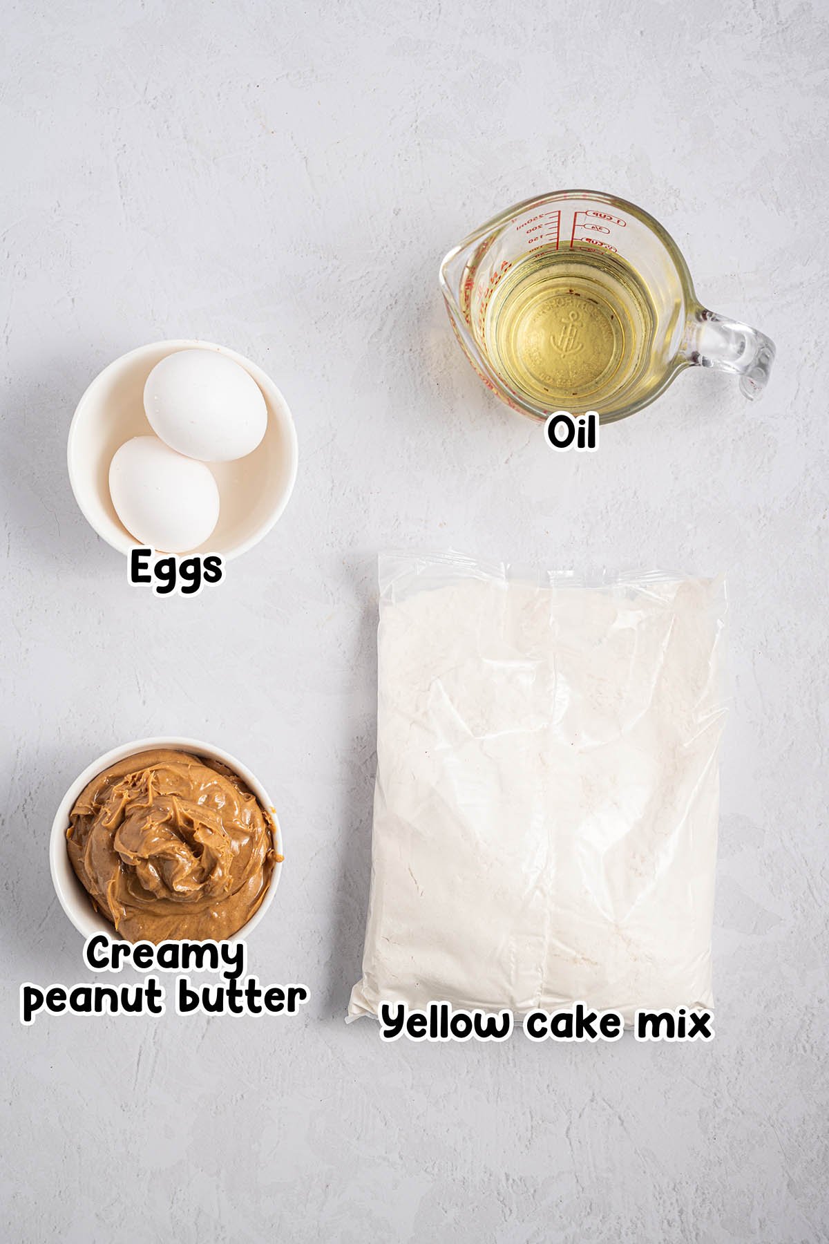 Cake Mix Peanut Butter Cookies ingredients.