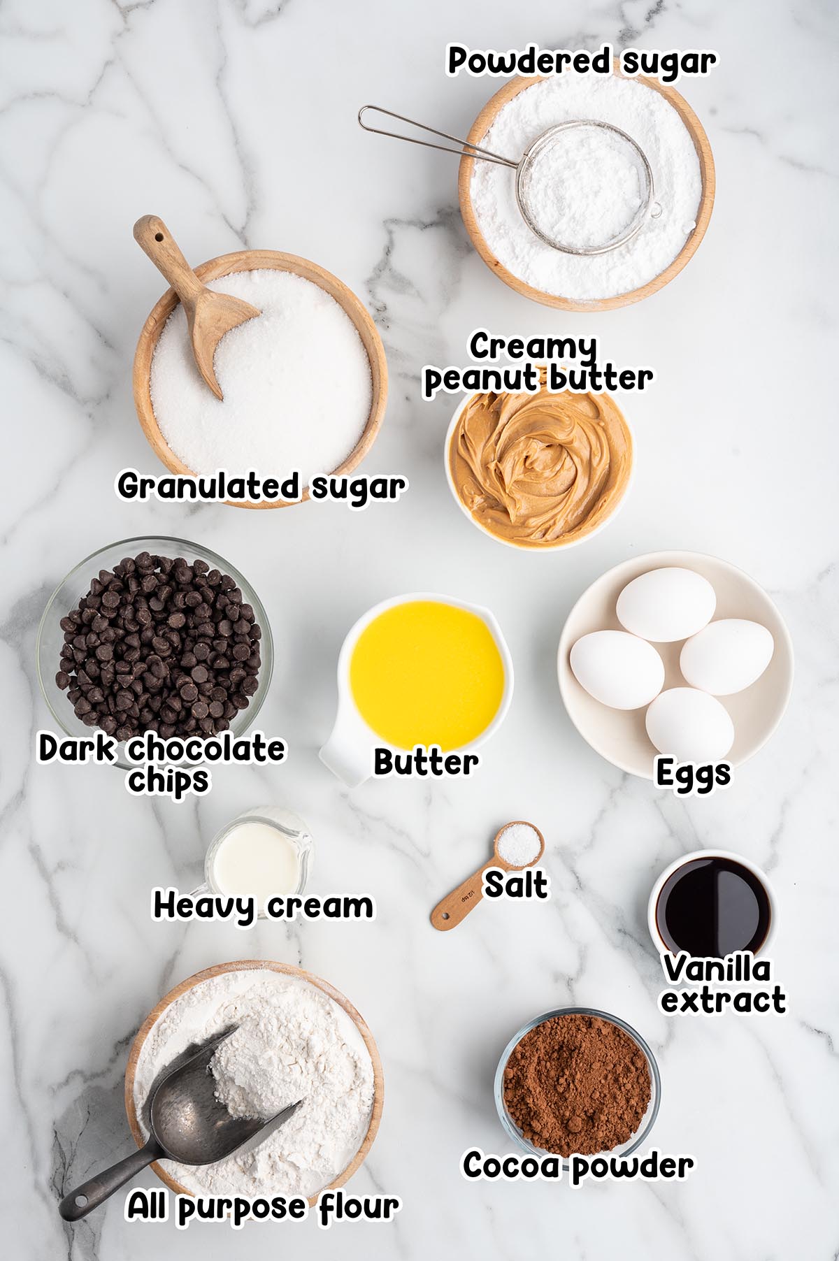 Buckeye Brownies ingredients.