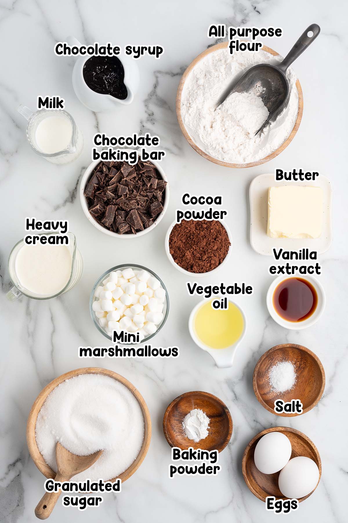 Chocolate Mousse Brownies ingredients.