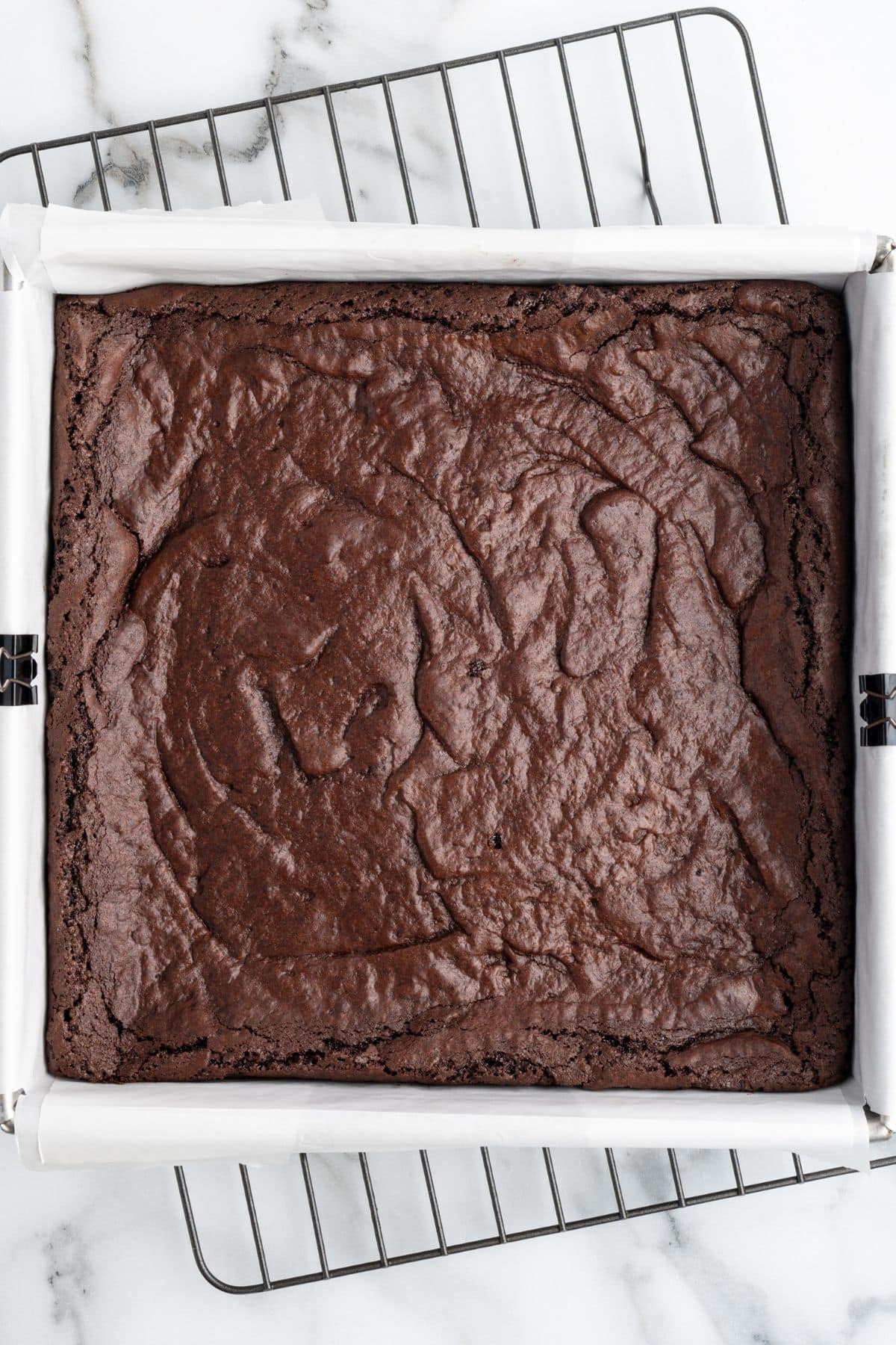 baked Chocolate Mousse Brownies brownie part in a baking pan