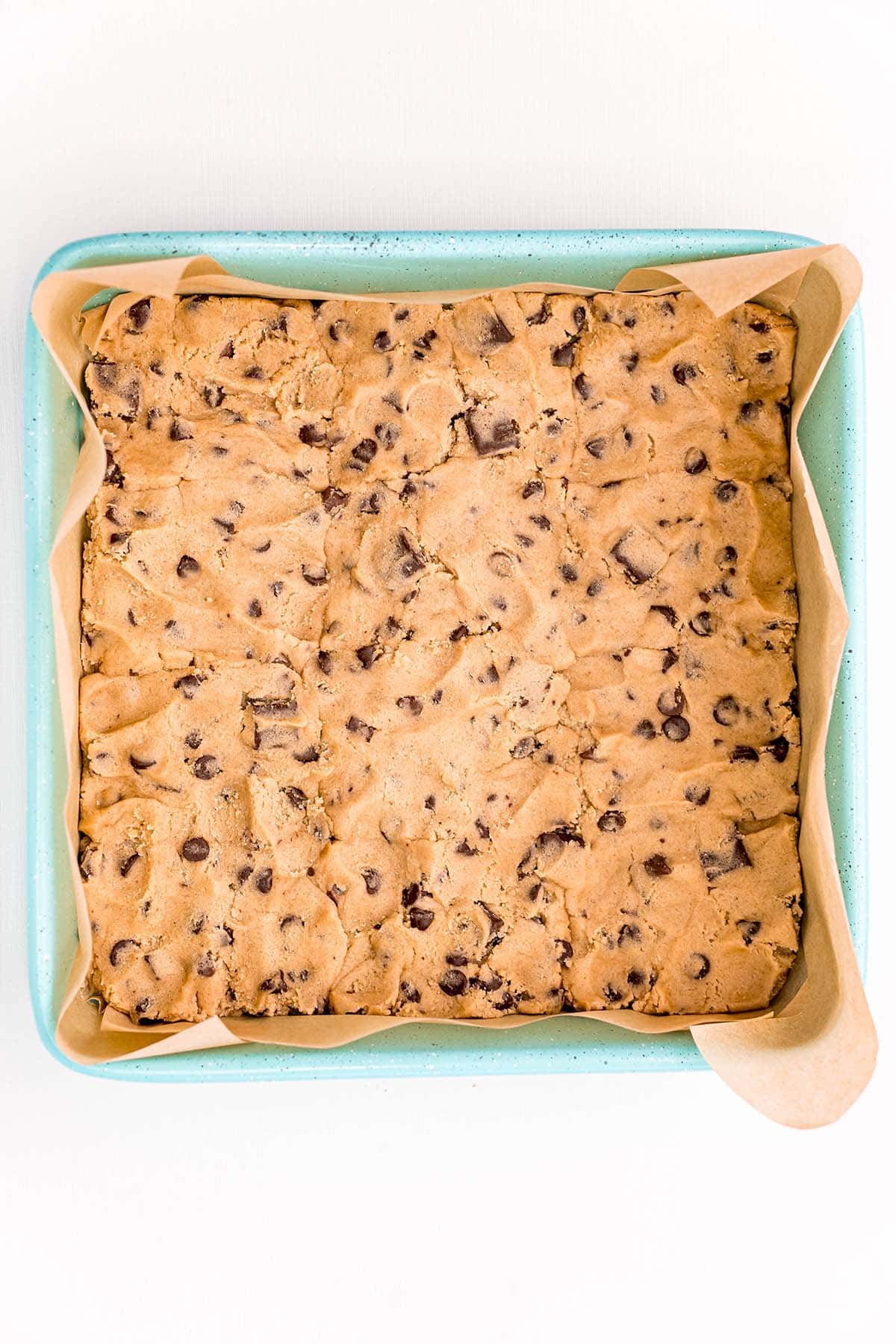 press cookie dough at the bottom of the dish. 