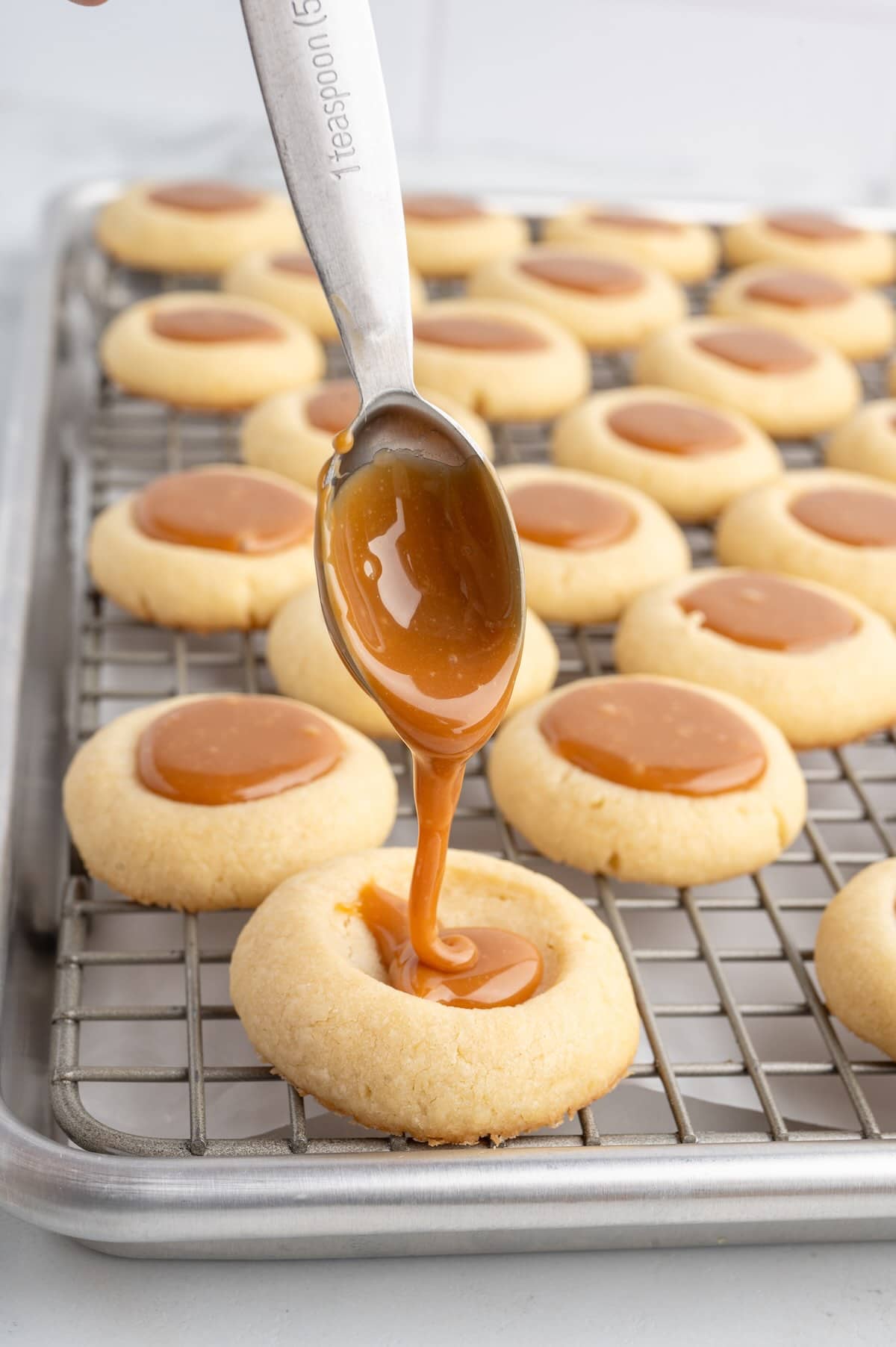 filled the cookies with twix caramel filling. 