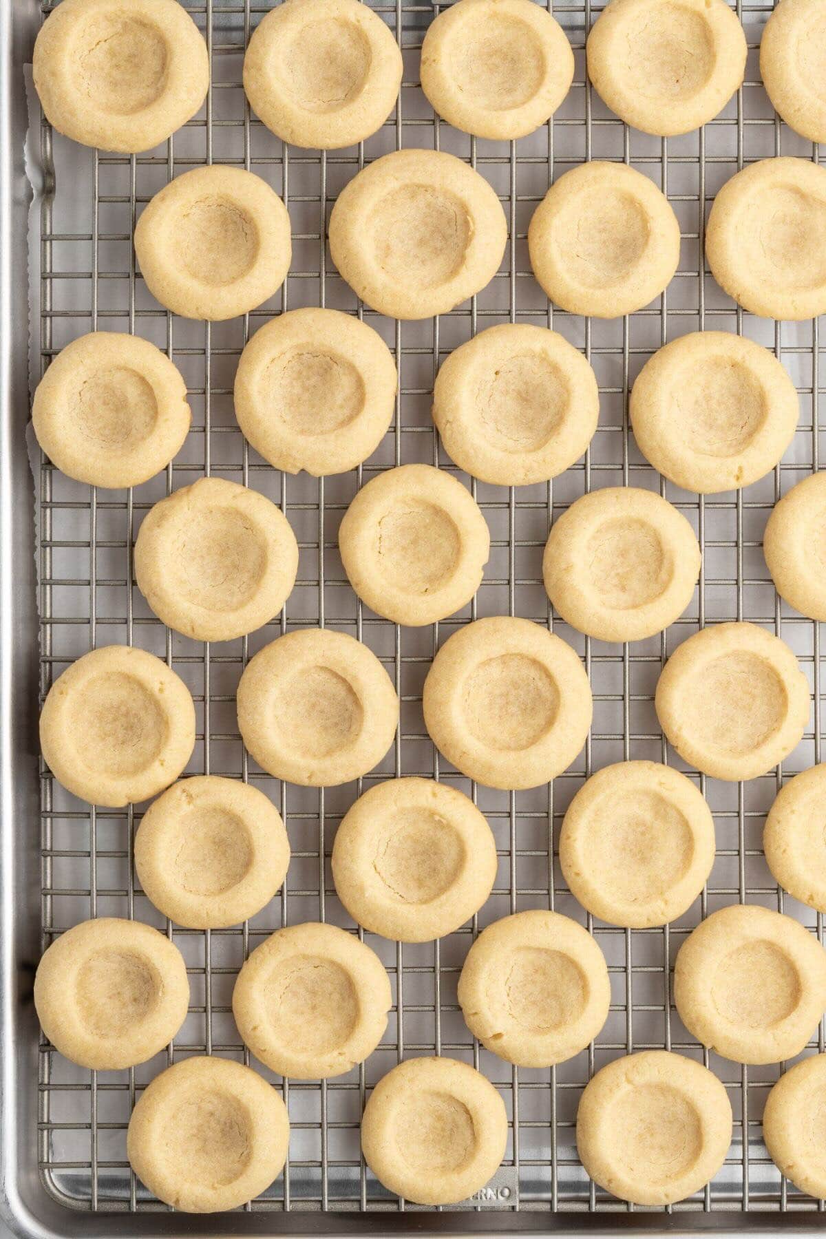 baked cookies with indent in the center.