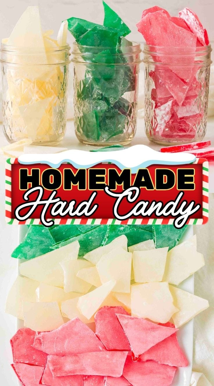 Hard Candy in 3 colors stored in 3 glass jars
