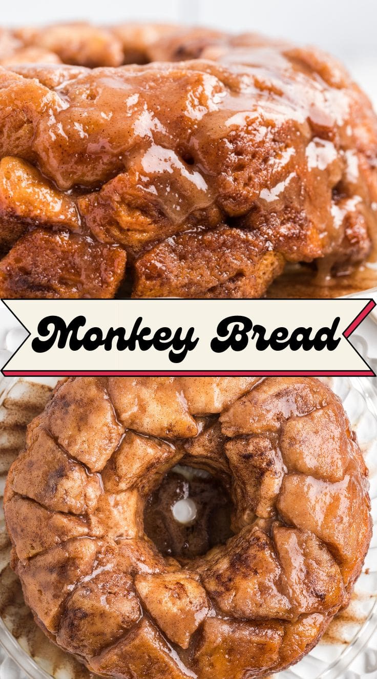 Top view of whole monkey bread served in a glass plate