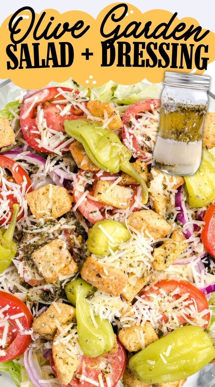 Colorful OLIVE GARDEN SALAD served in a glass bowl