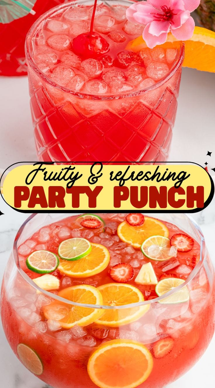 Vibrant party punch in a punch bowl