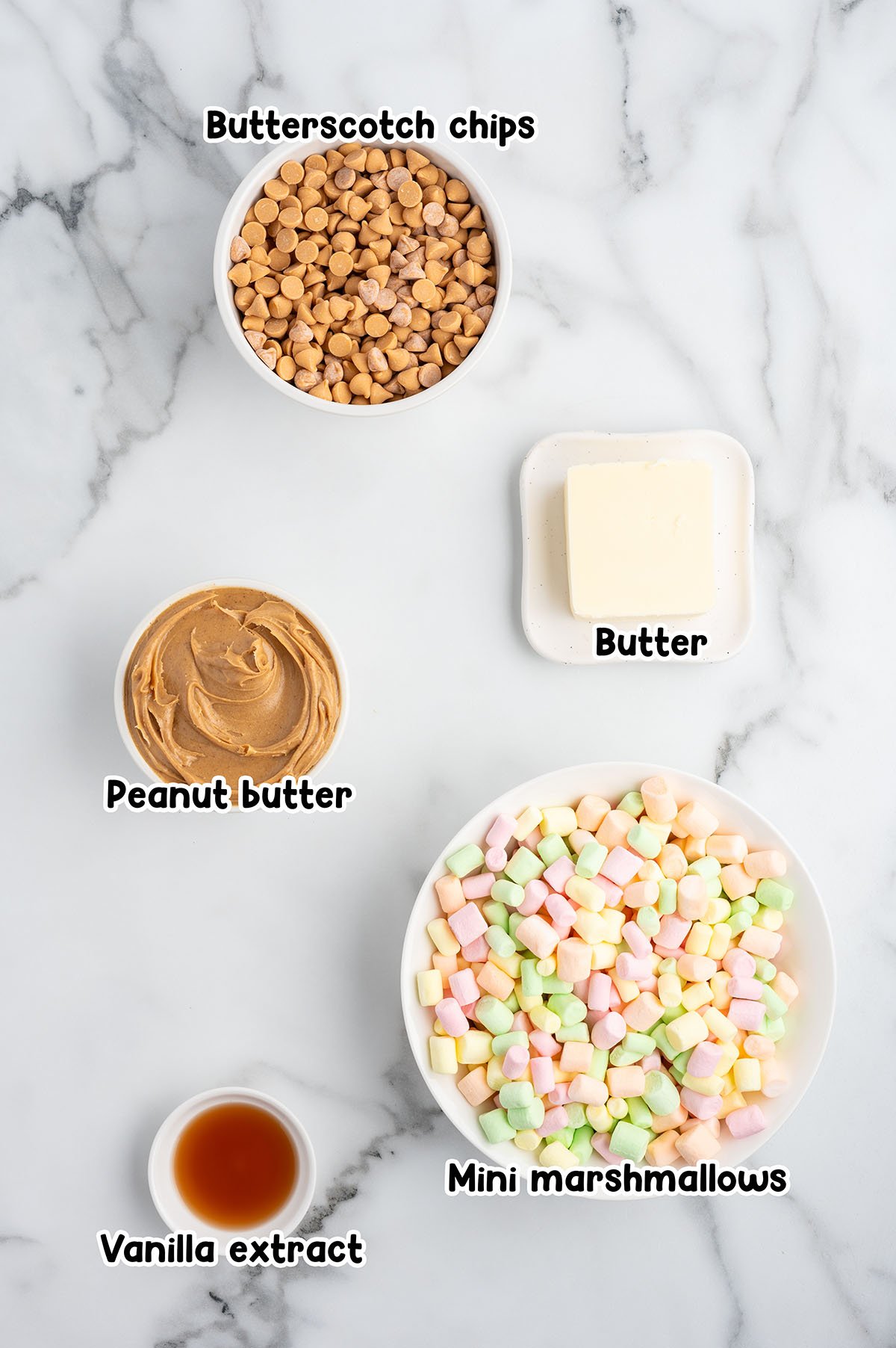 Peanut Butter Marshmallow Squares ingredients.