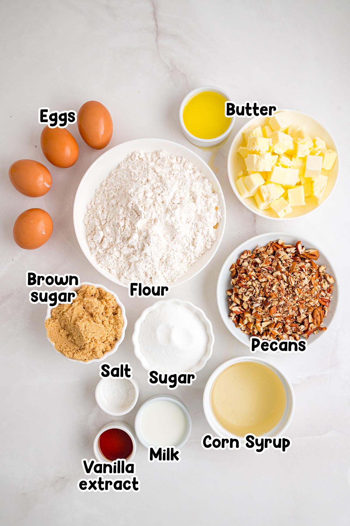 Pecan Pie Bars ingredients.