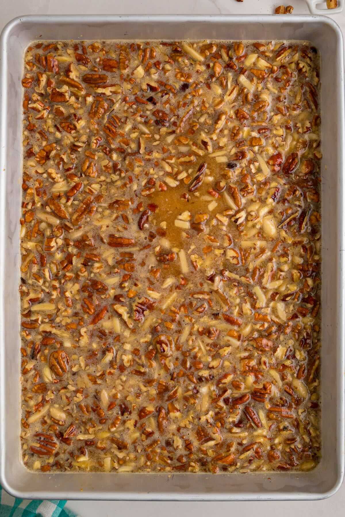 pour the filling into the pan. 