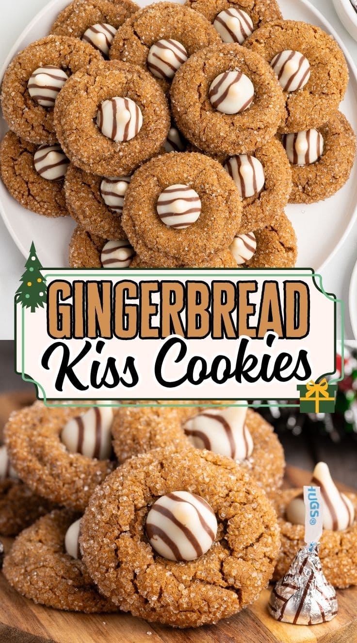 gingerbread kiss cookies pinterest image