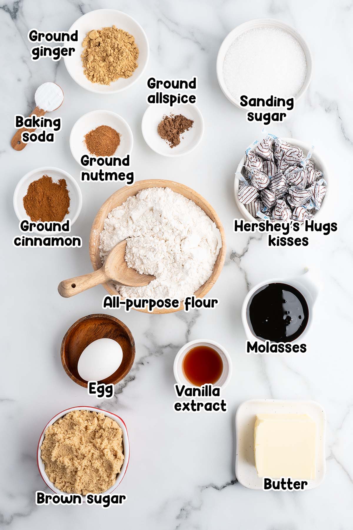 Gingerbread Kiss Cookies ingredients.