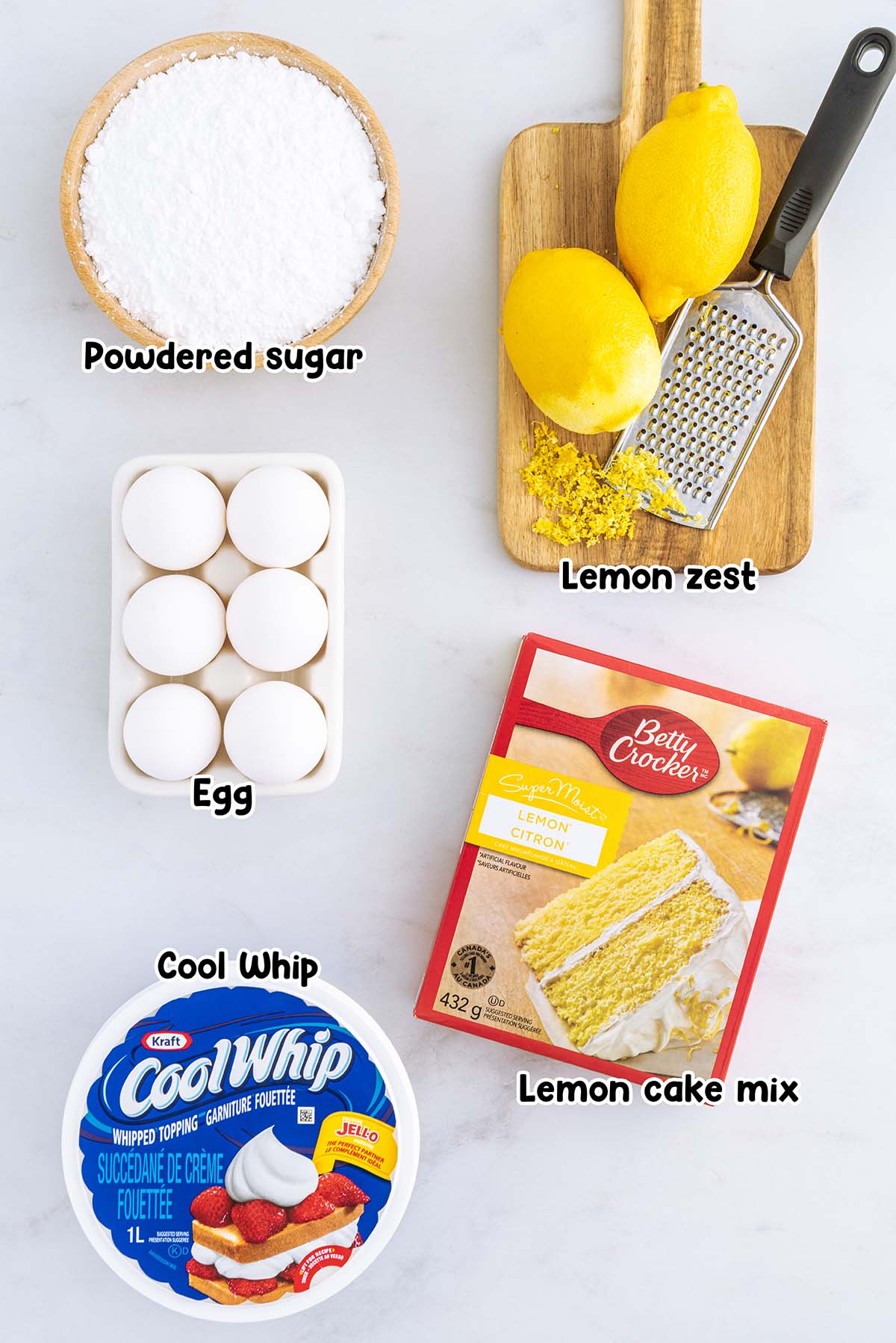 Lemon Cool Whip Cookies ingredients.
