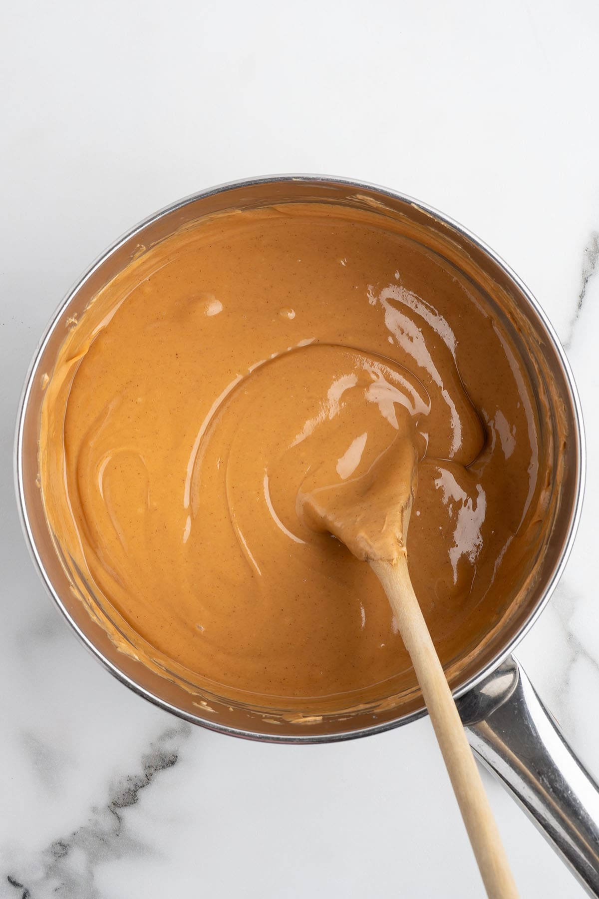 mix ingredients in the pan.