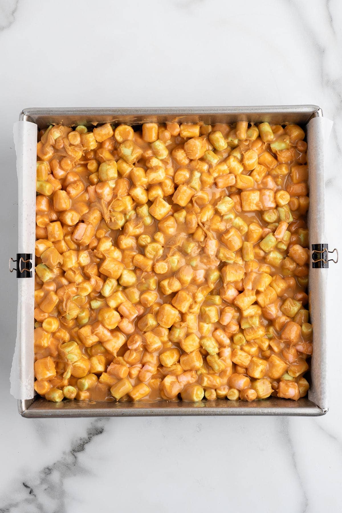 pour into the pan and chill.