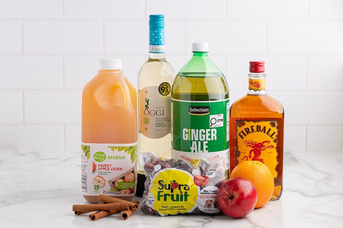 Fireball Sangria ingredients.