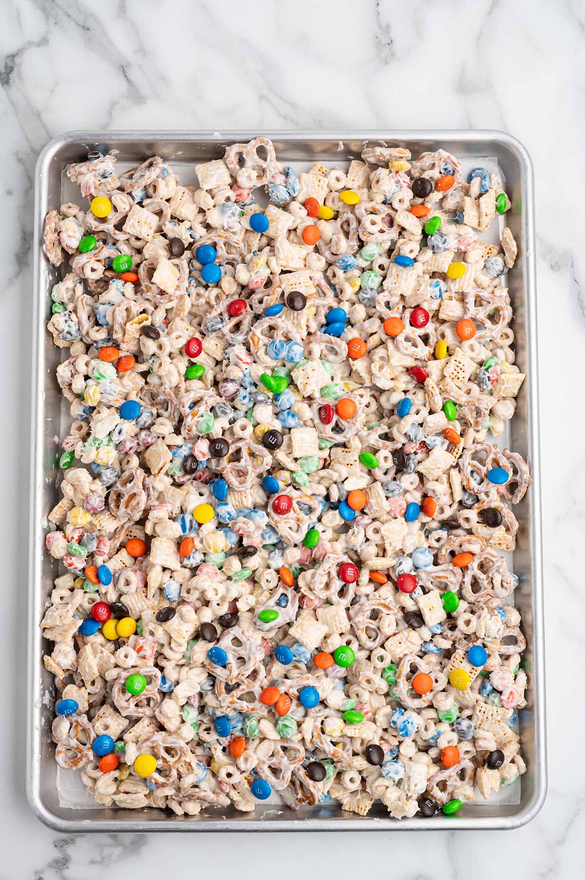 spread the white trash in baking sheet.