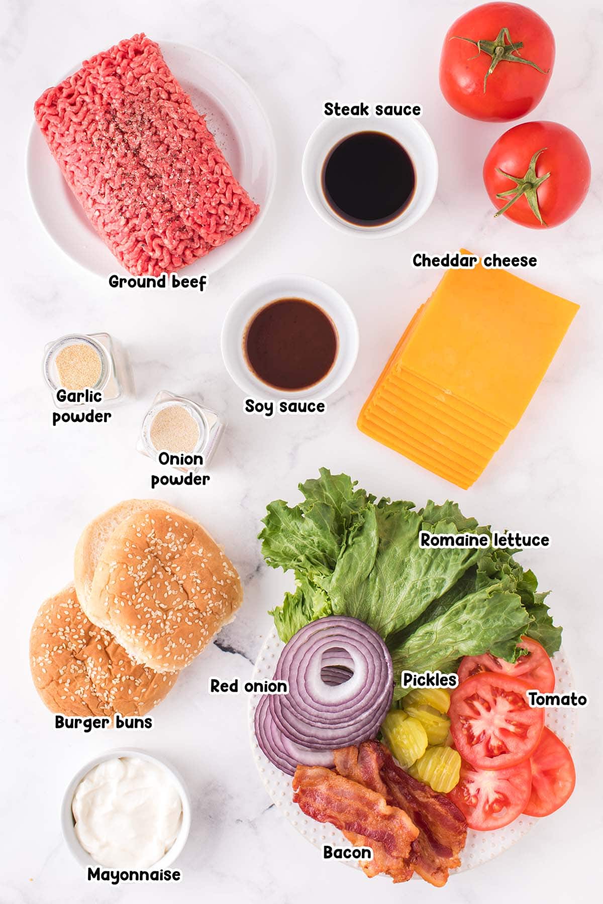 Air fryer hamburger ingredients.