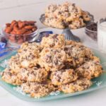 almond joy cookies on a plate.
