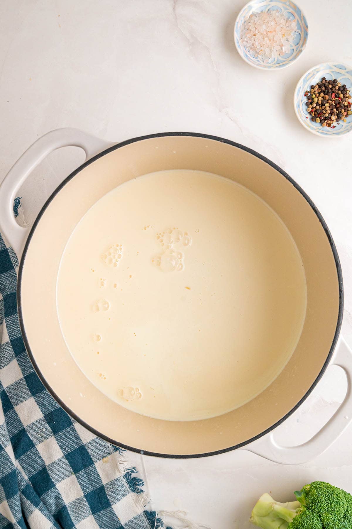 making the base of panera broccoli cheddar soup.