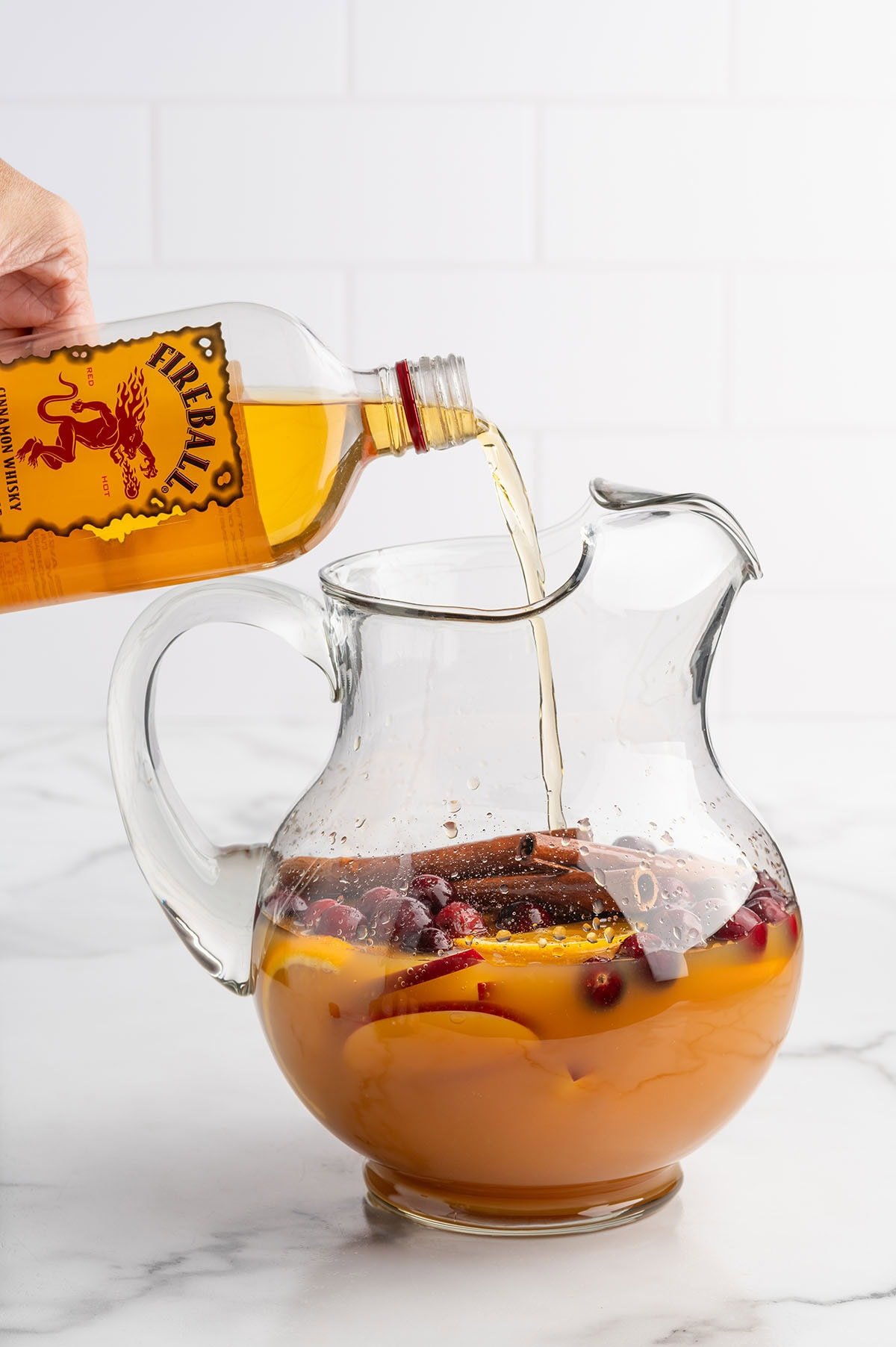 pouring fireball into the pitcher.