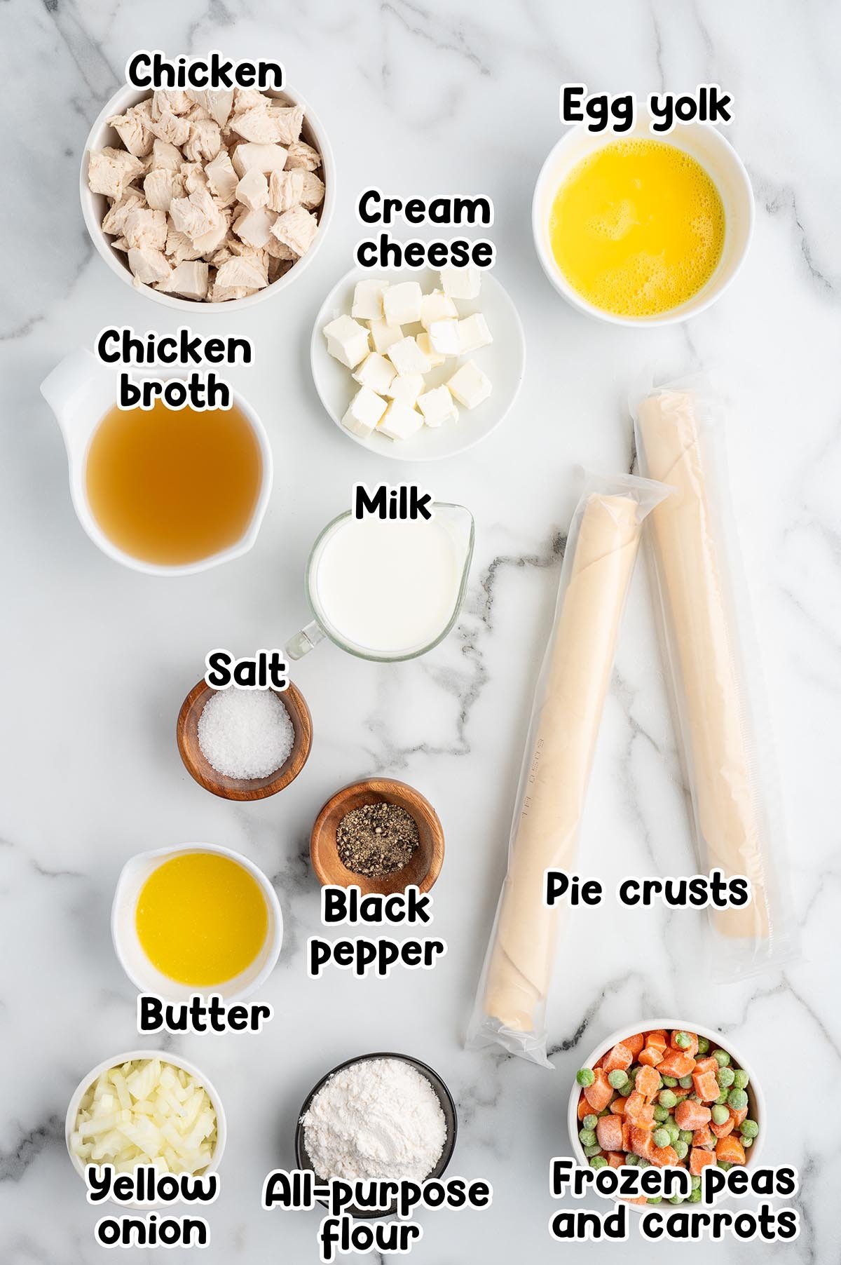 Chicken Pot Pie Hand Pies ingredients.