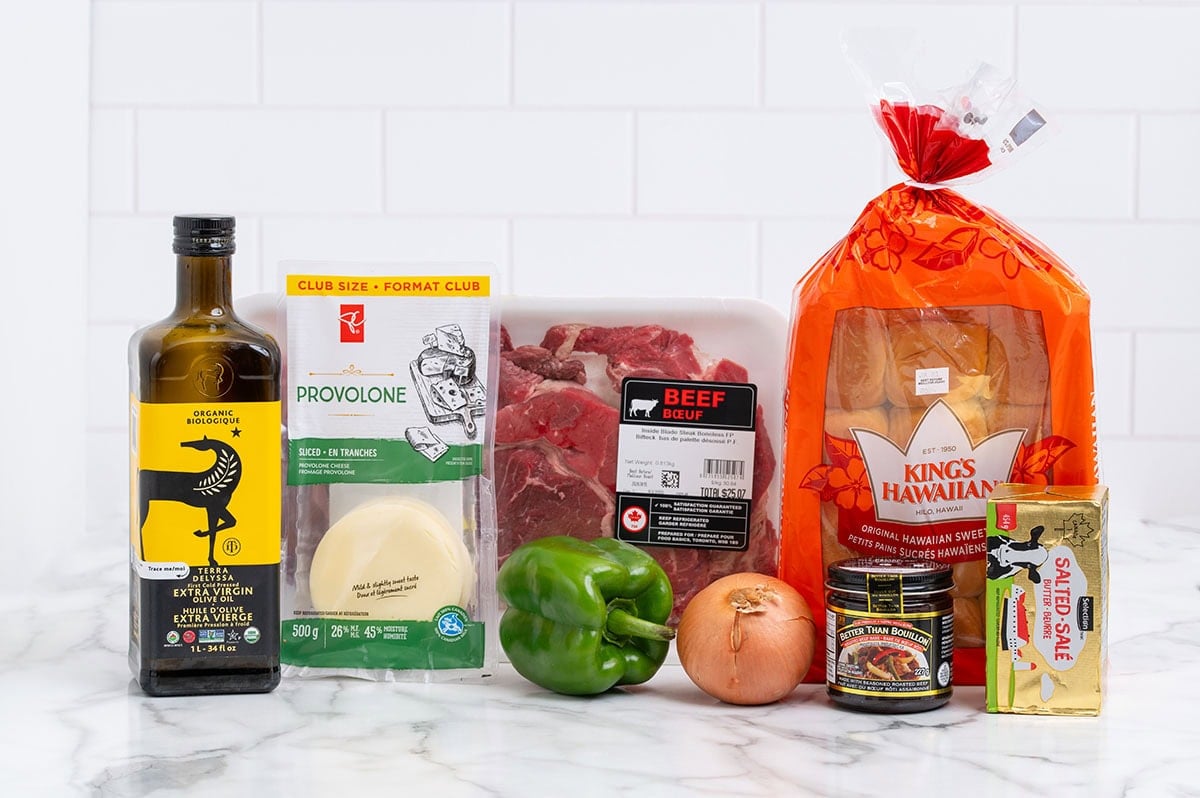 Philly Cheesesteak Sliders Ingredients.