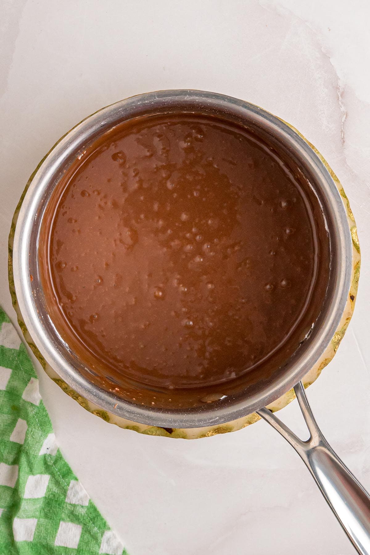 make the chocolate ganache in a pan. 