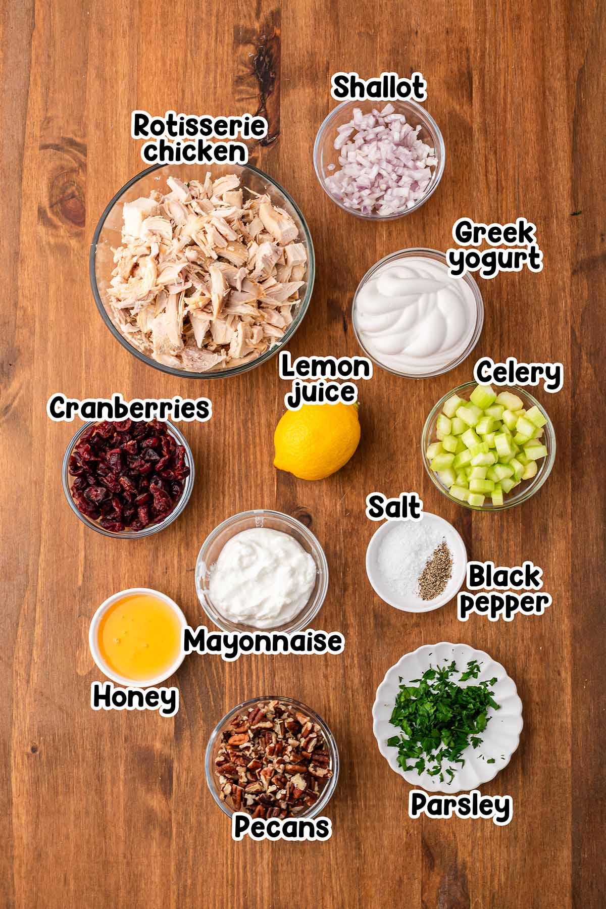 Cranberry Chicken Salad Ingredients.