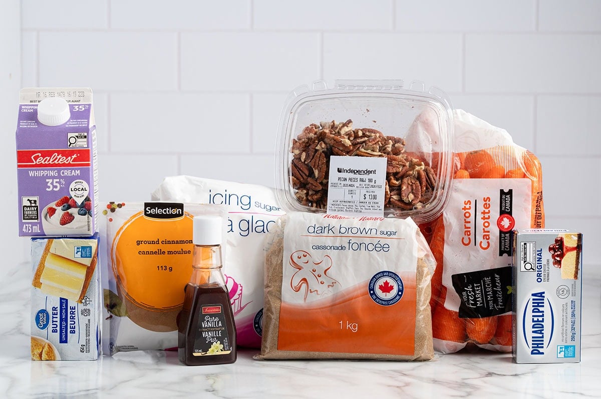 Carrot Cake Dip Ingredients.