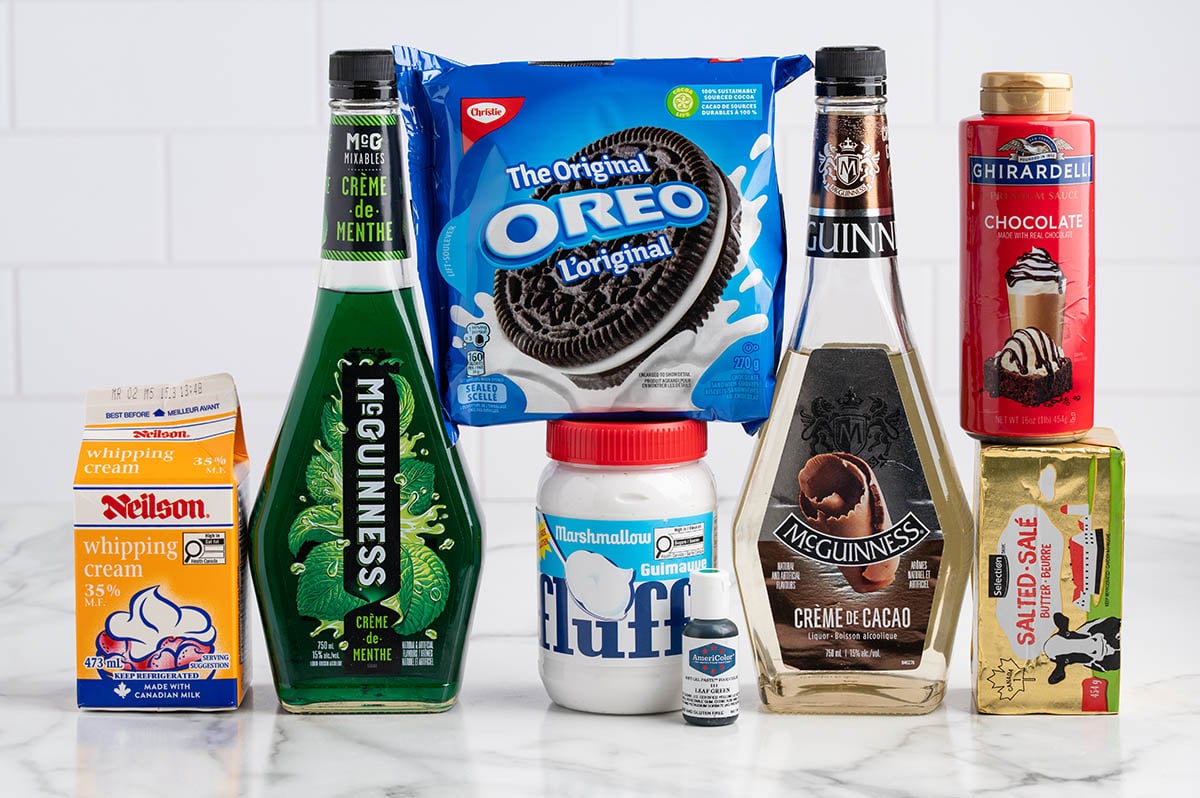 Grasshopper Pie ingredients.